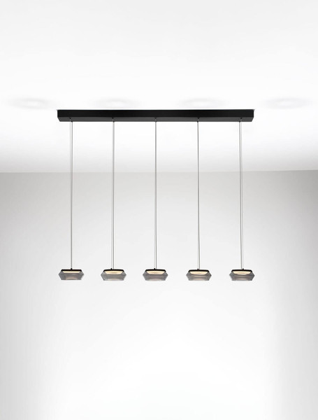 Nova Luce LED Pendelleuchte Jailyn dimmbar 40W warmweiss 3000K Rauchgrau Schwarz Glas Aluminium 108x14cm 9236104