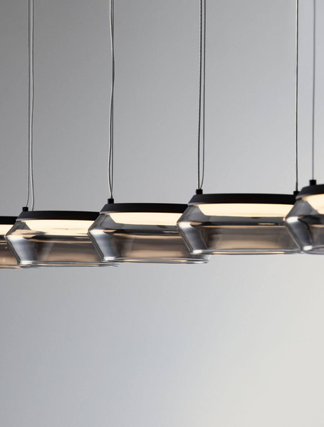 Nova Luce LED Pendelleuchte Jailyn dimmbar 40W warmweiss 3000K Rauchgrau Schwarz Glas Aluminium 108x14cm 9236104