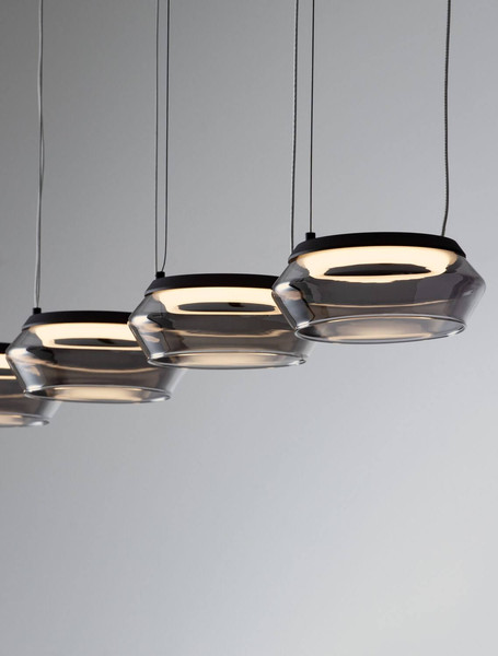 Nova Luce LED Pendelleuchte Jailyn dimmbar 40W warmweiss 3000K Rauchgrau Schwarz Glas Aluminium 108x14cm 9236104