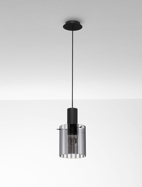 Nova Luce Pendelleuchte Mirbi E27 Schwarz Stahl Glas Ø18cm 9236200