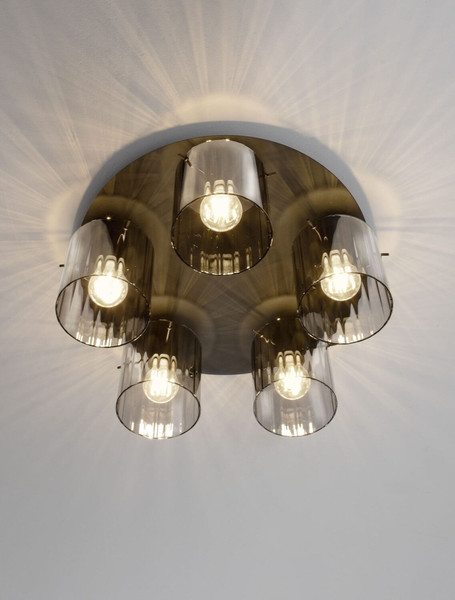 Nova Luce Deckenleuchte Mirbi 5-flammig 5xE27 Schwarz Stahl Glas Ø52cm 9236204