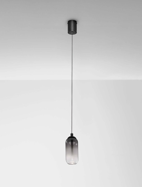 Nova Luce LED Pendelleuchte Kita 6W warmweiss 3000K Schwarz Glas Metall Ø7cm 9236205