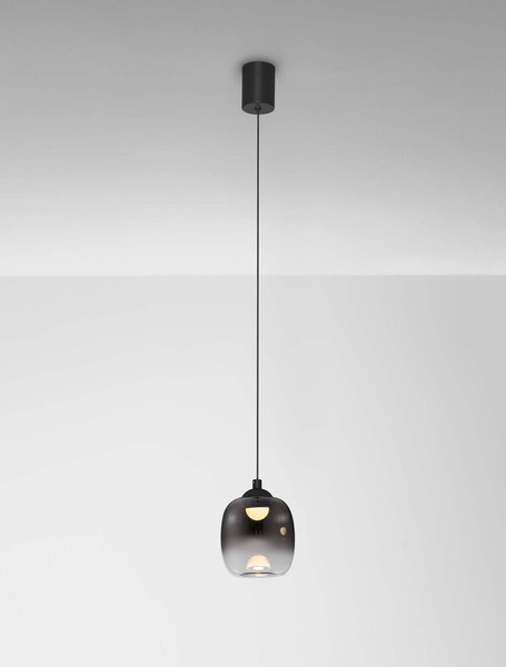 Nova Luce LED Pendelleuchte Kita 6W warmweiss 3000K Schwarz Glas Metall Ø10cm 9236206
