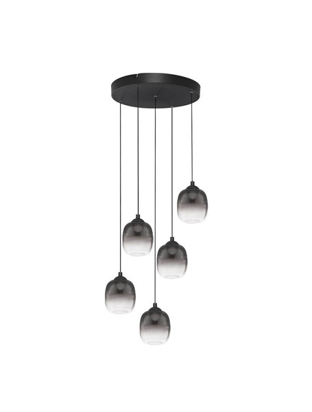 Nova Luce LED Pendelleuchte Kita dimmbar 28W warmweiss 3000K Schwarz Glas Metall Ø43cm 9236207