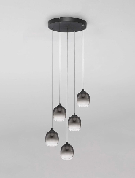 Nova Luce LED Pendelleuchte Kita dimmbar 28W warmweiss 3000K Schwarz Glas Metall Ø43cm 9236207