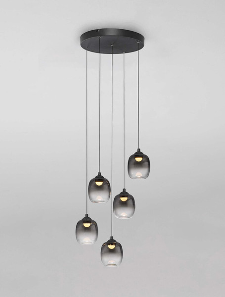 Nova Luce LED Pendelleuchte Kita dimmbar 28W warmweiss 3000K Schwarz Glas Metall Ø43cm 9236207