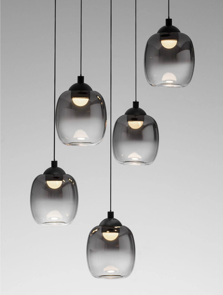 Nova Luce LED Pendelleuchte Kita dimmbar 28W warmweiss 3000K Schwarz Glas Metall Ø43cm 9236207