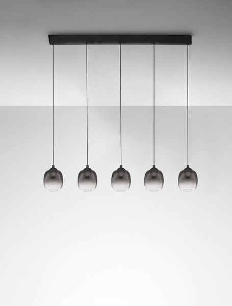 Nova Luce LED Pendelleuchte Kita dimmbar 28W warmweiss 3000K Schwarz Glas Metall 102x12cm 9236208