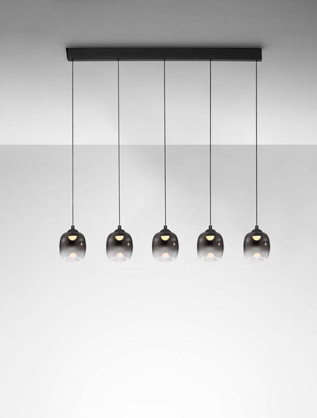 Nova Luce LED Pendelleuchte Kita dimmbar 28W warmweiss 3000K Schwarz Glas Metall 102x12cm 9236208