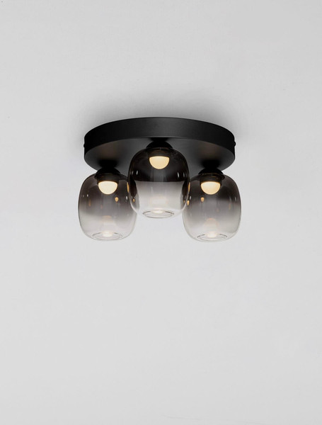 Nova Luce LED Deckenleuchte Kita dimmbar 16W warmweiss 3000K Schwarz Glas Metall Ø36cm 9236209