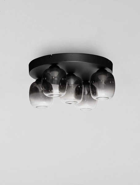 Nova Luce LED Deckenleuchte Kita dimmbar 28W warmweiss 3000K Schwarz Glas Metall Ø45cm 9236210