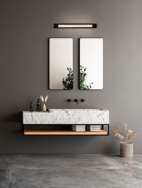 Nova Luce LED Wandleuchte Fasko 16W warmweiss 3000K IP44 Schwarz Glas Metall 80x9,5cm 9236298