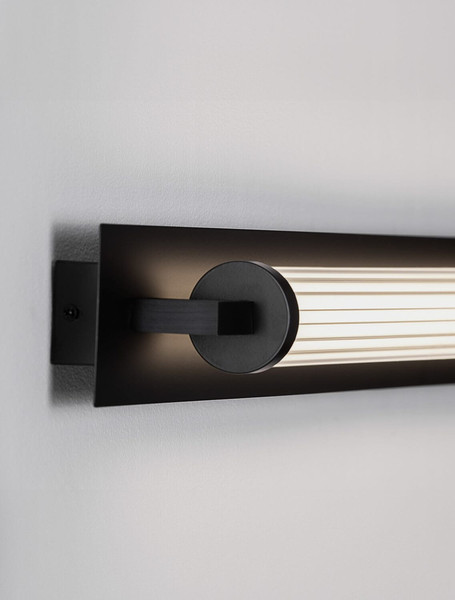 Nova Luce LED Wandleuchte Fasko 16W warmweiss 3000K IP44 Schwarz Glas Metall 80x9,5cm 9236298