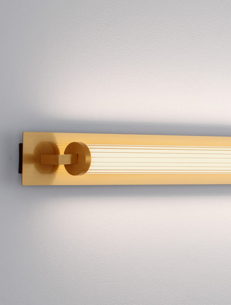 Nova Luce LED Wandleuchte Fasko 16W warmweiss 3000K IP44 Messinggold Glas Metall 80x9,5cm 9236299