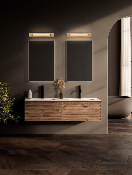 Nova Luce LED Wandleuchte Fasko 13W warmweiss 3000K IP44 Messinggold Glas Metall 60x9,5cm 9236302