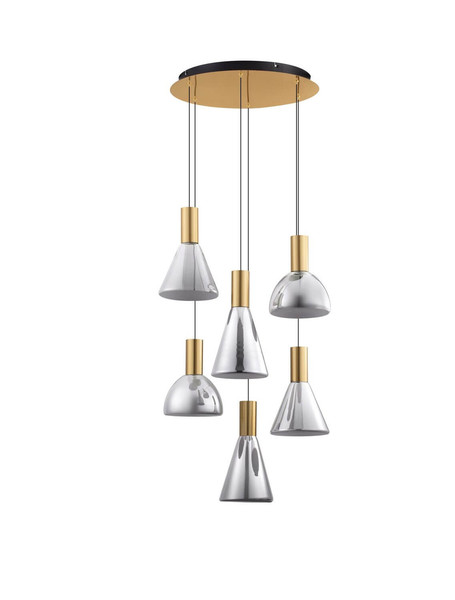 Nova Luce LED Pendelleuchte Voi dimmbar 48W warmweiss 3000K Schwarz Messinggold Glas Metall Ø52cm 9236308