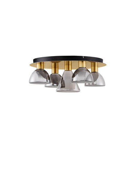 Nova Luce LED Deckenleuchte Voi dimmbar 40W warmweiss 3000K Schwarz Messinggold Glas Metall Ø57cm 9236310