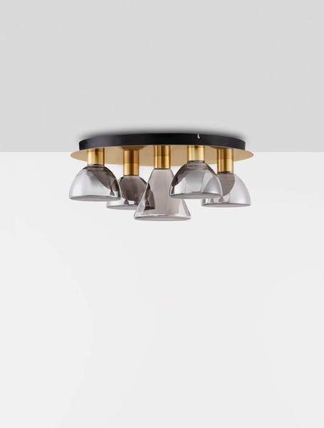 Nova Luce LED Deckenleuchte Voi dimmbar 40W warmweiss 3000K Schwarz Messinggold Glas Metall Ø57cm 9236310