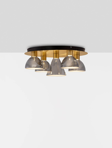 Nova Luce LED Deckenleuchte Voi dimmbar 40W warmweiss 3000K Schwarz Messinggold Glas Metall Ø57cm 9236310