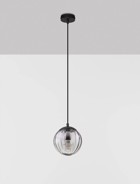 Nova Luce Pendelleuchte Abbacus E27 Schwarz Glas Metall Ø17cm 9236316
