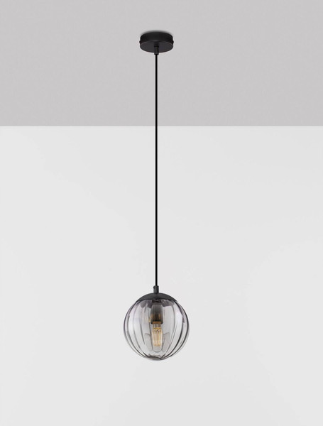 Nova Luce Pendelleuchte Abbacus E27 Schwarz Glas Metall Ø17cm 9236316