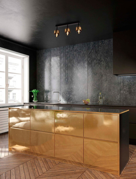 Nova Luce Deckenleuchte Sianna 3-flammig 3xE27 Schwarz Messinggold Glas Metall 70x20cm 9236388