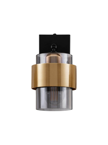 Nova Luce Wandleuchte Sianna E27 Schwarz Messinggold Glas Metall 20x17cm 9236389
