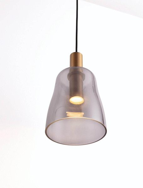 Nova Luce LED Pendelleuchte Imatia 7W warmweiss 3000K Messinggold Rauchschwarz Glas Metall Ø14cm 9236391