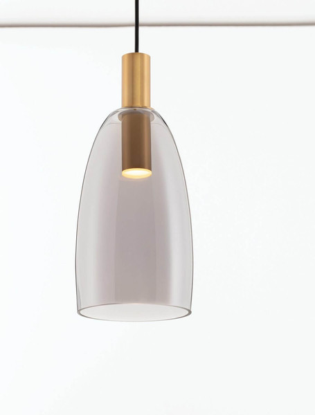 Nova Luce LED Pendelleuchte Imatia 7W warmweiss 3000K Messinggold Rauchschwarz Glas Metall Ø14cm 9236392