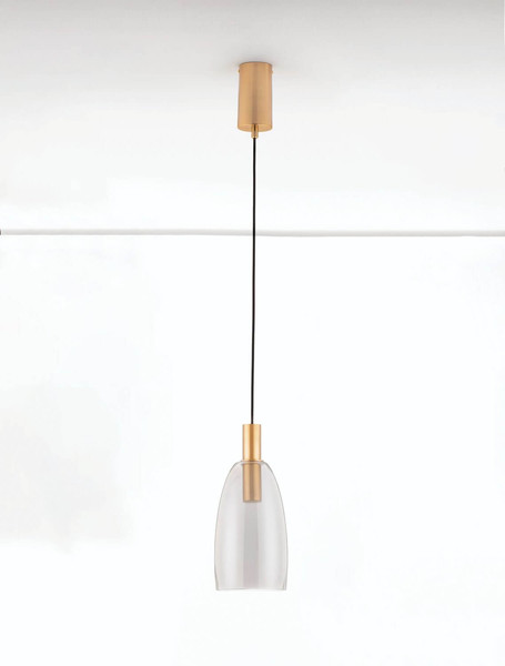 Nova Luce LED Pendelleuchte Imatia 7W warmweiss 3000K Messinggold Rauchschwarz Glas Metall Ø14cm 9236392