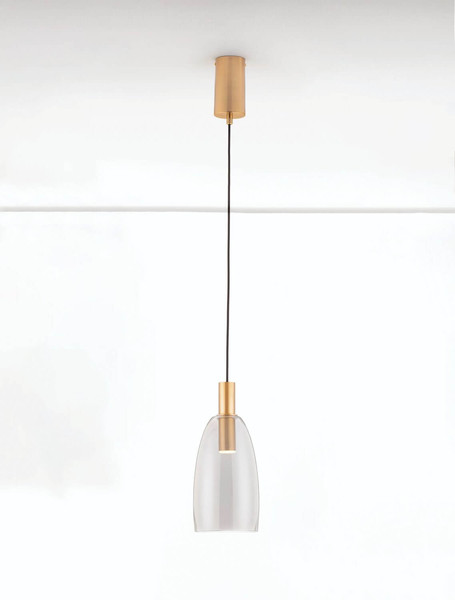 Nova Luce LED Pendelleuchte Imatia 7W warmweiss 3000K Messinggold Rauchschwarz Glas Metall Ø14cm 9236392