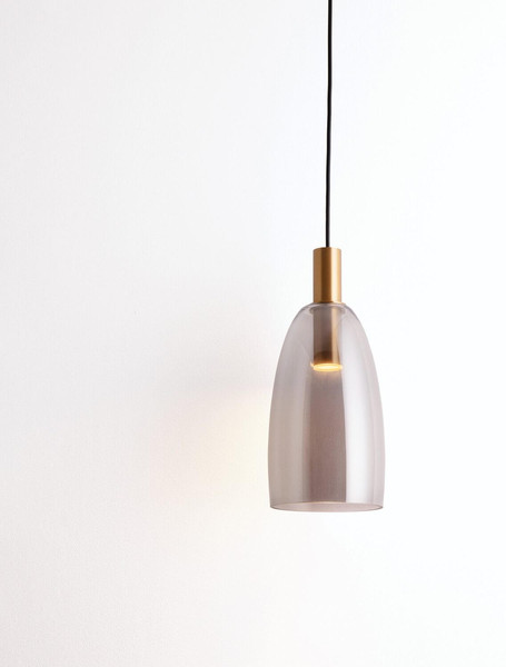 Nova Luce LED Pendelleuchte Imatia 7W warmweiss 3000K Messinggold Rauchschwarz Glas Metall Ø14cm 9236392