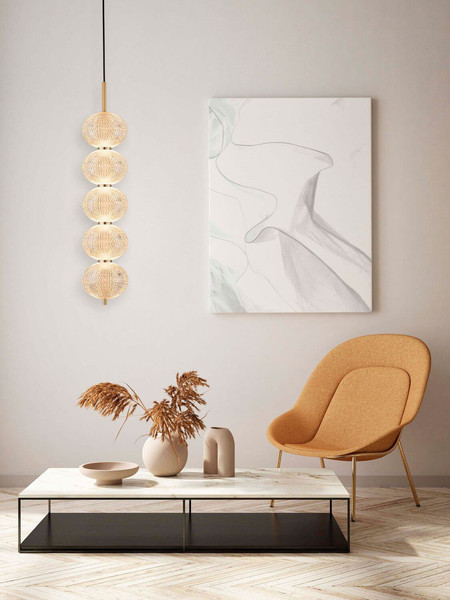 Nova Luce LED Pendelleuchte Klelia dimmbar 30W warmweiss 3000K Messinggold Metall Ø15cm 9236393