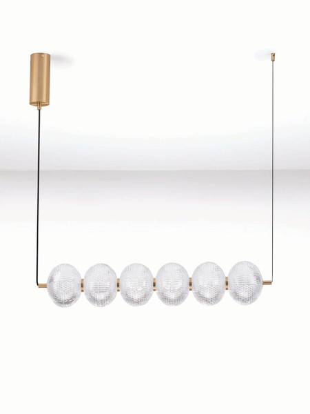 Nova Luce LED Pendelleuchte Klelia dimmbar 34W warmweiss 3000K Messinggold Metall 80x15cm 9236394