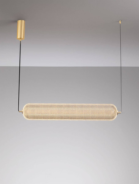Nova Luce LED Pendelleuchte Klelia dimmbar 40W warmweiss 3000K Messinggold Metall 97x15cm 9236396