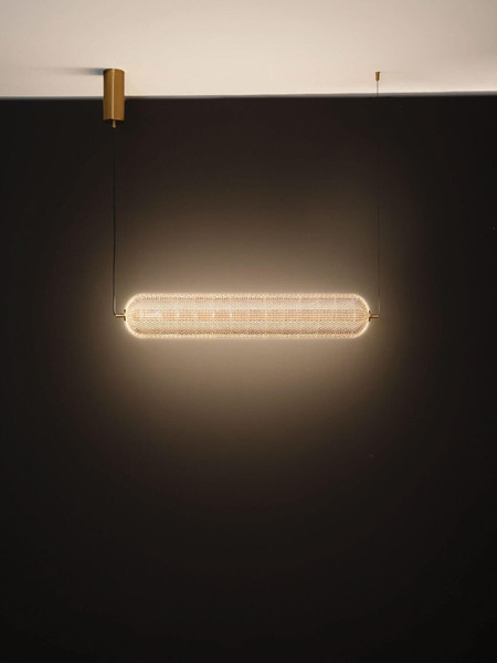 Nova Luce LED Pendelleuchte Klelia dimmbar 40W warmweiss 3000K Messinggold Metall 97x15cm 9236396