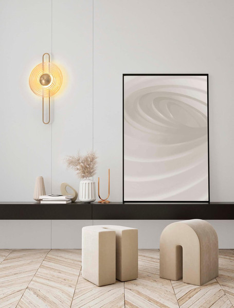 Nova Luce LED Wandleuchte Nous 8W warmweiss 3000K Messinggold Bernstein Glas Metall Ø30cm 9236397