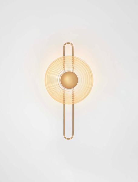 Nova Luce LED Wandleuchte Nous 8W warmweiss 3000K Messinggold Bernstein Glas Metall Ø30cm 9236397