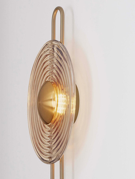 Nova Luce LED Wandleuchte Nous 8W warmweiss 3000K Messinggold Bernstein Glas Metall Ø30cm 9236397