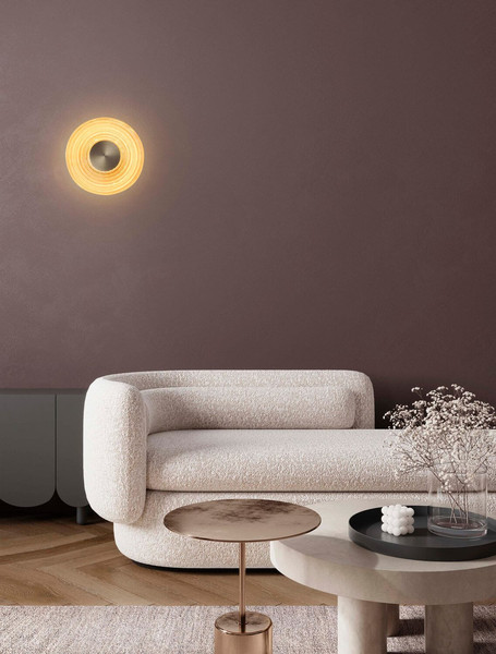 Nova Luce LED Wandleuchte Nous 8W warmweiss 3000K Messinggold Bernstein Glas Metall Ø30cm 9236398