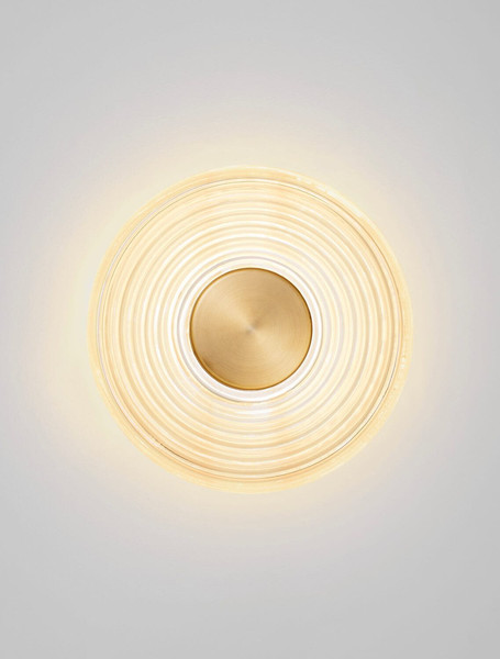 Nova Luce LED Wandleuchte Nous 8W warmweiss 3000K Messinggold Bernstein Glas Metall Ø30cm 9236398