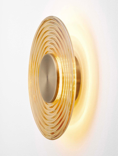 Nova Luce LED Wandleuchte Nous 8W warmweiss 3000K Messinggold Bernstein Glas Metall Ø30cm 9236398