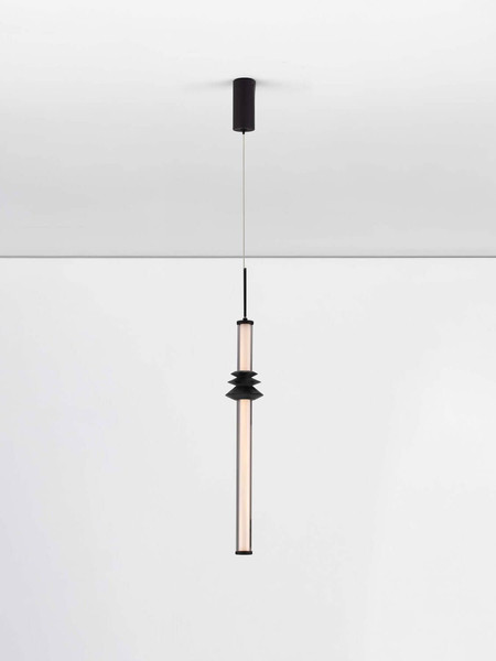 Nova Luce LED Pendelleuchte Stalactite dimmbar 8W warmweiss 3000K Schwarz Aluminium Keramik Ø8cm 9236402