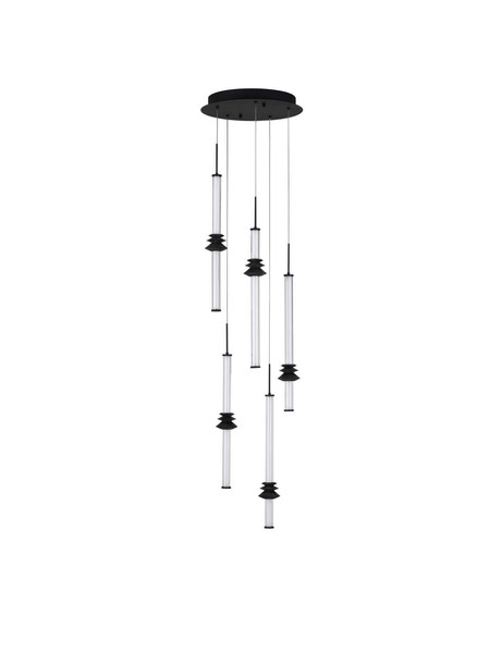 Nova Luce LED Pendelleuchte Stalactite dimmbar 32W warmweiss 3000K Schwarz Aluminium Keramik Ø35cm 9236407