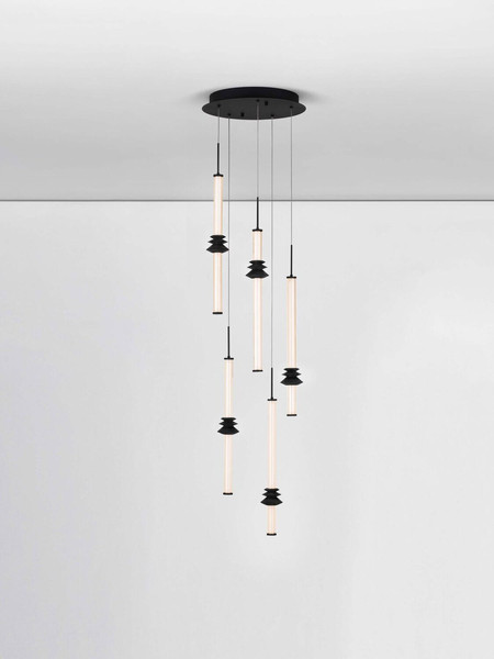 Nova Luce LED Pendelleuchte Stalactite dimmbar 32W warmweiss 3000K Schwarz Aluminium Keramik Ø35cm 9236407