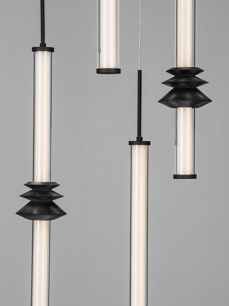 Nova Luce LED Pendelleuchte Stalactite dimmbar 32W warmweiss 3000K Schwarz Aluminium Keramik Ø35cm 9236407