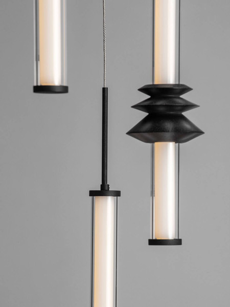 Nova Luce LED Pendelleuchte Stalactite dimmbar 32W warmweiss 3000K Schwarz Aluminium Keramik Ø35cm 9236407