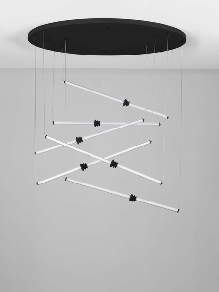 Nova Luce LED Pendelleuchte Stalactite dimmbar 79W warmweiss 3000K Schwarz Aluminium Keramik Ø150cm 9236408