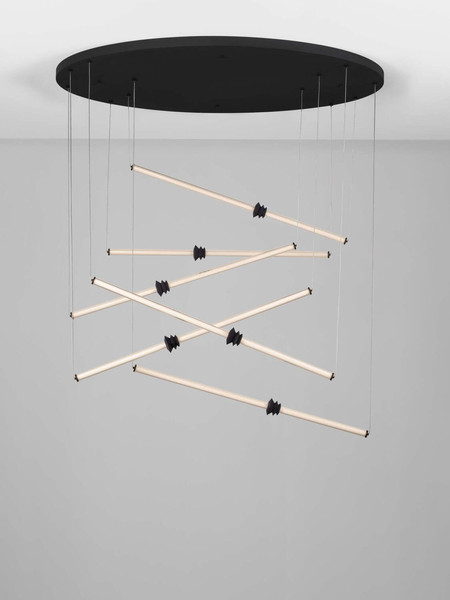 Nova Luce LED Pendelleuchte Stalactite dimmbar 79W warmweiss 3000K Schwarz Aluminium Keramik Ø150cm 9236408