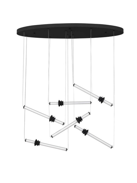 Nova Luce LED Pendelleuchte Stalactite dimmbar 36W warmweiss 3000K Schwarz Aluminium Keramik 120x43cm 9236409
